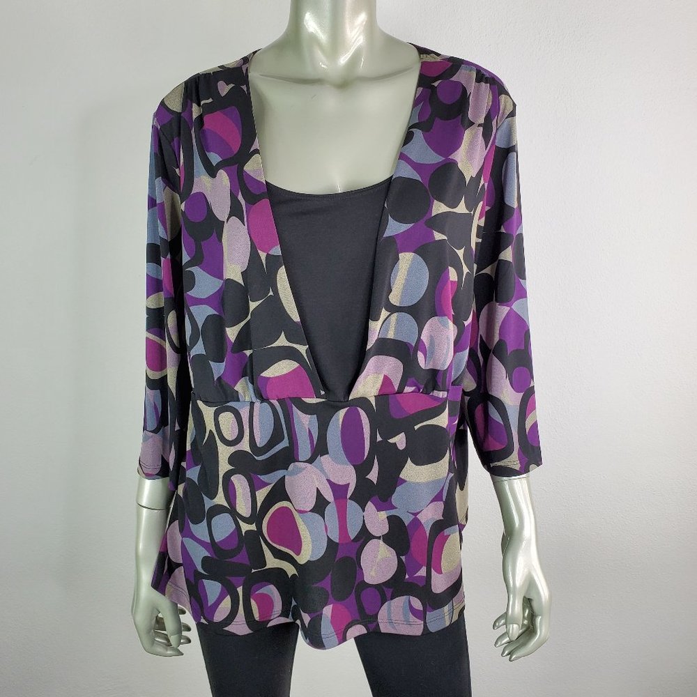 Briggs New York Womens Purple Top Plus Size 2X - Picture 2 of 6